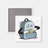 Sneaky Backpack Snack Dieb | Funny Cartoon Magnet (Vorderseite/Rückseite)