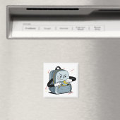 Sneaky Backpack Snack Dieb | Funny Cartoon Magnet (In Situ (Geschirrspüler))