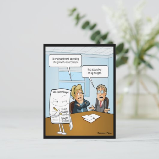 Sneaky Budget Funny Postcard Postkarte (Stehend Vorderseite)