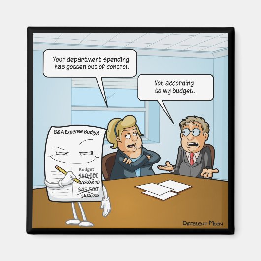 Sneaky Budget Funny Square Magnet (Vorne)