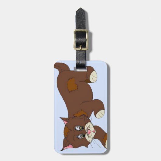 Sneaky Cartoon Cat Gepäckanhänger (Vorderseite vertikal)