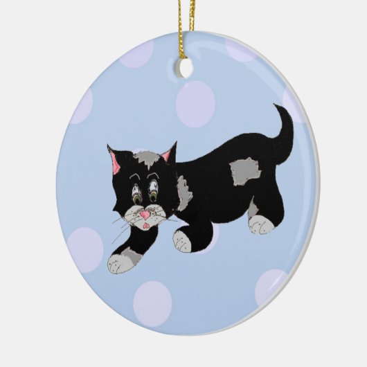 Sneaky Cartoon Cat Keramikornament (Links)