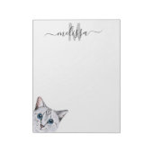 Sneaky Cat 2 Wasserfarbe Monogramm Name Notizblock (Rotiert)