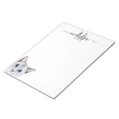 Sneaky Cat 2 Wasserfarbe Monogramm Name Notizblock (angewinkelt)