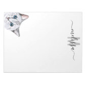 Sneaky Cat 2 Wasserfarbe Monogramm Name Notizblock (Vorderseite)