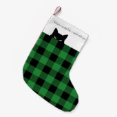Sneaky Cat Buffalo Karo Green Kariert Kleiner Weihnachtsstrumpf (Vorderansicht (hängend))