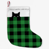 Sneaky Cat Buffalo Karo Green Kariert Kleiner Weihnachtsstrumpf (Vorderseite)