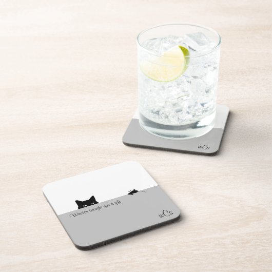 Sneaky Cat hat dir ein Geschenk gemacht Getränkeuntersetzer (Rechte Seite)