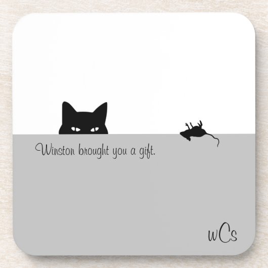 Sneaky Cat hat dir ein Geschenk gemacht Getränkeuntersetzer (Vorderseite)