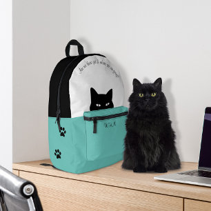 Sneaky Cat Light Aquamarin Bedruckter Rucksack
