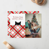 Sneaky Cat Madras Karo Karierte Weihnachtskarte Mitteilungskarte (Vorderseite/Rückseite Beispiel)