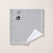 Sneaky Cat Monogram Gray Badhandtuch Set (Waschlappen)