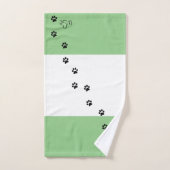 Sneaky Cat Monogram Green Badhandtuch Set (Handtuch)