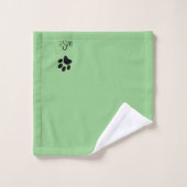Sneaky Cat Monogram Green Badhandtuch Set (Waschlappen)