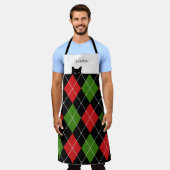 Sneaky Cat Raute Red Green Black Schürze (Getragen)