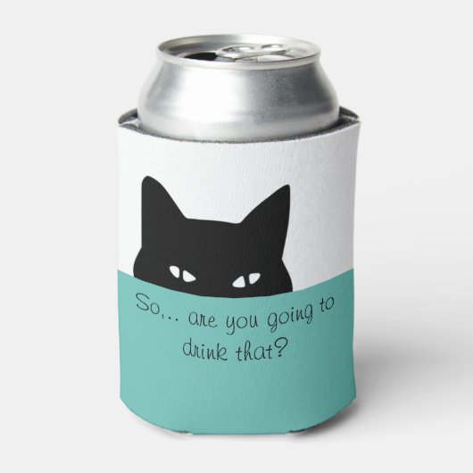 Sneaky Cat Sie werden das trinken Dosenkühler (Kanne Vorderseite)