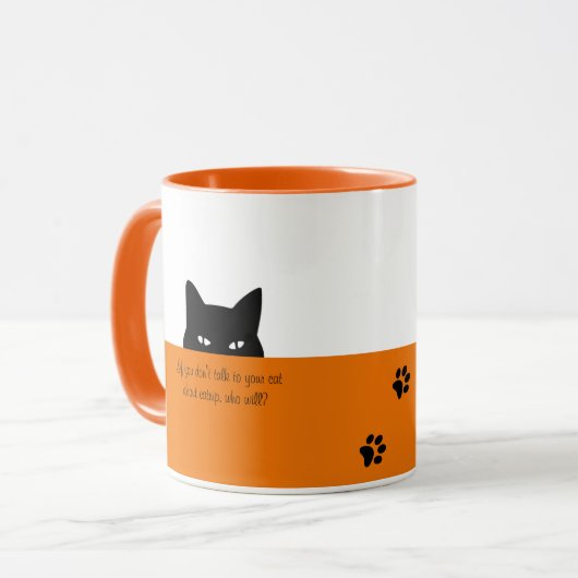 Sneaky Cat Sprechen Sie mit Ihrer Cat Tasse Orange (Vorderseite Links)
