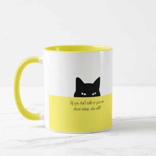 Sneaky Cat Sprechen Sie mit Ihrer Katze Tasse Gelb (Links)