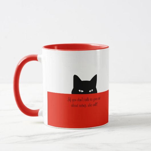 Sneaky Cat Sprechen Sie mit Ihrer Katze Tasse Rot (Links)