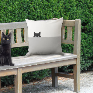 Sneaky Cat Square Gray Kissen