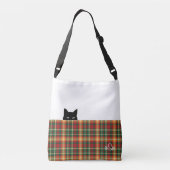 Sneaky Cat Tartan Orange Green Kariert Crossbody B Tragetaschen Mit Langen Trägern (Rückseite)