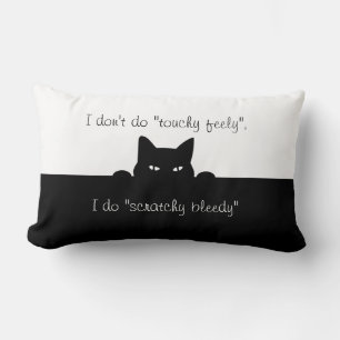 Sneaky Cat Touchy Feely Black Throw Kissen