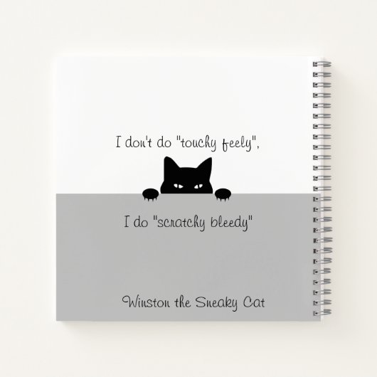 Sneaky Cat Touchy Feely Notebook Notizblock (Rückseite)