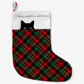 Sneaky Cat Wallace Kariert Kleiner Strumpf Weihnachtsstrumpf (Vorderseite)