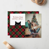 Sneaky Cat Wallace Karierte Weihnachtskarte Mitteilungskarte (Vorderseite/Rückseite Beispiel)