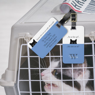 Sneaky Cat Wo sind wir Blue Pet Carrier Tag Gepäckanhänger