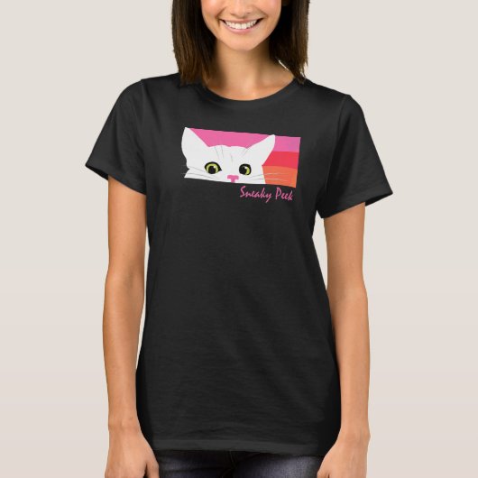 Sneaky Flüchtige Blick Cat T-Shirt (Vorderseite)