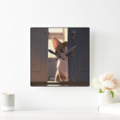 Sneaky Katze Quadratische Wanduhr (Zuhause)