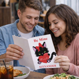 Sneaky Kitten White and Red Valentine Heart Feiertagskarte