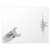 Sneaky Llama Watercolor Monogram Name Notizblock (Vorderseite)