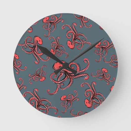 Sneaky Octopus Pattern Runde Wanduhr (Vorderseite)