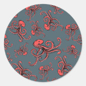 Sneaky Octopus Pattern Runder Aufkleber (Vorderseite)
