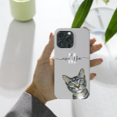 Sneaky Peeking Cat Monogramm Name iPhone Hülle