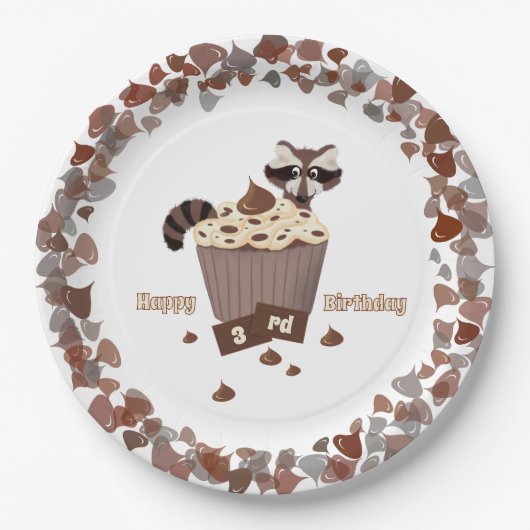 Sneaky Raccoon Chocolate Chip Border Pappteller (Vorderseite)