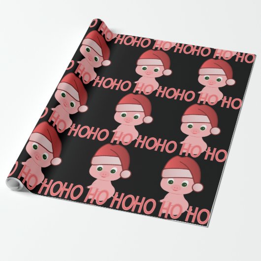 Sneaky Santa Baby Pig Niedlich Pink Weihnachten Geschenkpapier (Ungerollt)