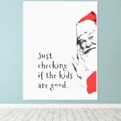 Sneaky Santa prüft Kinder Leinwanddruck (Insitu (Holzboden))