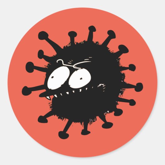 Sneaky Virus Cartoon Runder Aufkleber (Vorderseite)
