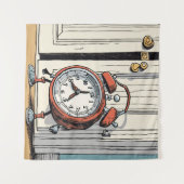 Sneaky Wecker - Whimsicaler Türdurchgang Wandteppich (Vorderseite (Horizontal))