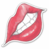 Sneering Red Lips Aufkleber (Vorderseite)