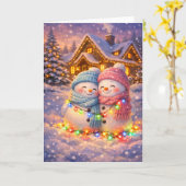 Sneeuwpop koppel karte (Gelbe Blume)