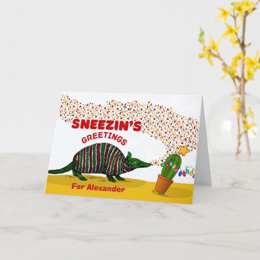 Sneezins Grüße mit Armadillo Einen Namen hinzufüge Karte (Gelbe Blume)