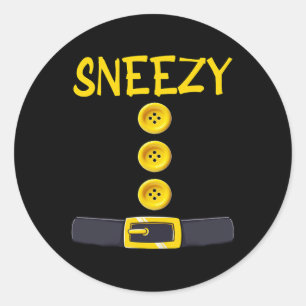 Sneezy Zwerg Halloween Kostümfarbenspiel Slee Runder Aufkleber