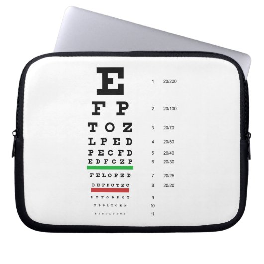 Snellen Eye Chart Laptop Sleeve (Vorderseite)