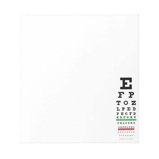 Snellen Eye Chart Notepad Notizblock (Vorderseite)