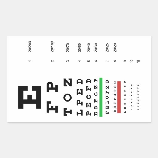 Snellen Eye Chart Sticker (Vorderseite)