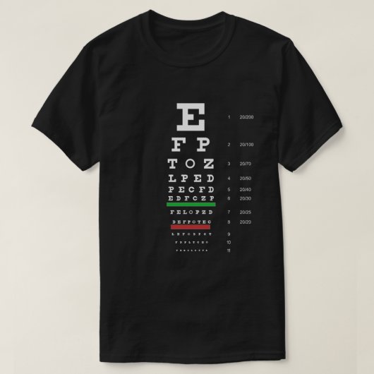 Snellen Eye Chart T-Shirt (Design vorne)